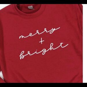 NWOT Merry + Bright “ Gildan Crewneck Cherry Red size L